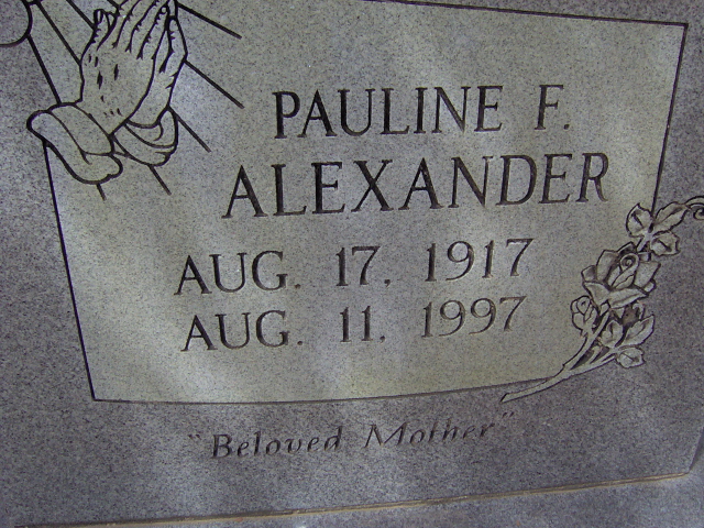 Headstone for Alexander, Pauline F.